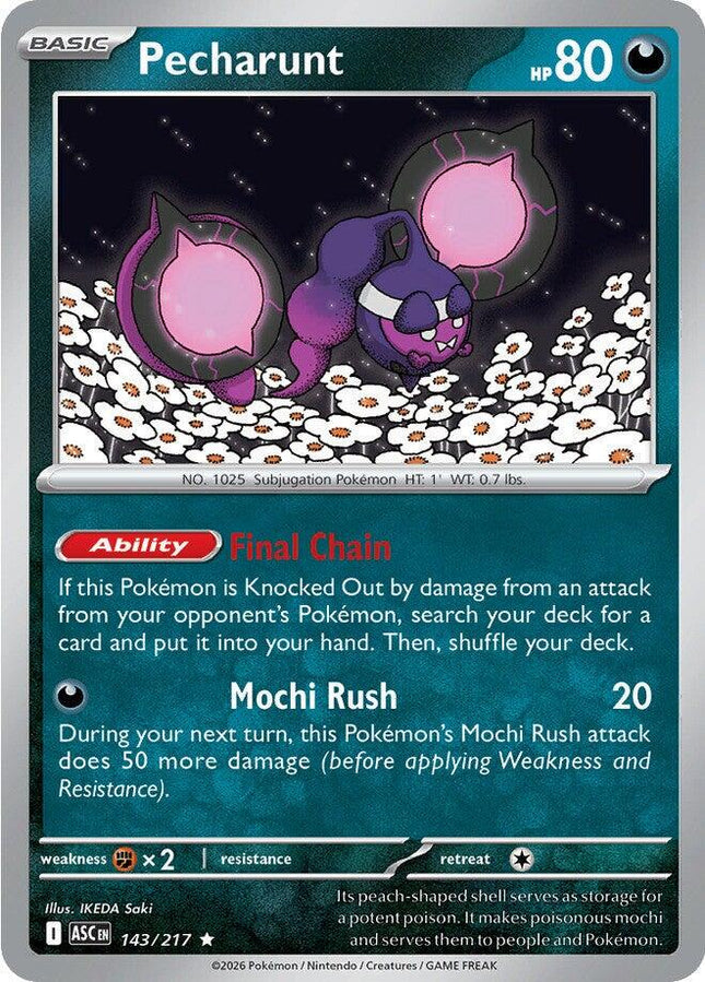 Pecharunt 143/217 Poké Ball Reverse Holo Ascended Heroes Pokemon Card