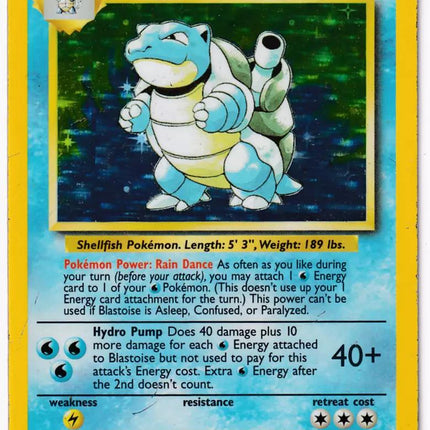 Blastoise 2/102 Holo Rare Base Set 4th Print 1999–2000 Pokemon Card