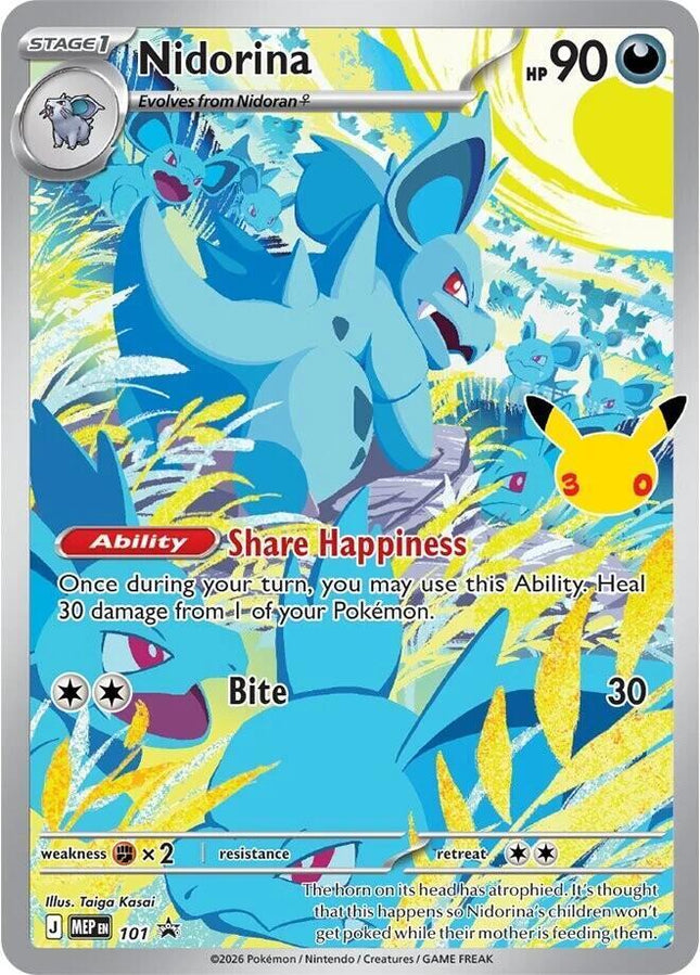 Nidorina MEP 101 Elite Trainer Box Promo 30th Celebration Pokemon Card