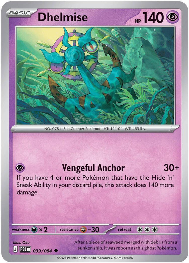 Dhelmise 039/084 Reverse Holo Pitch Black Pokemon Card