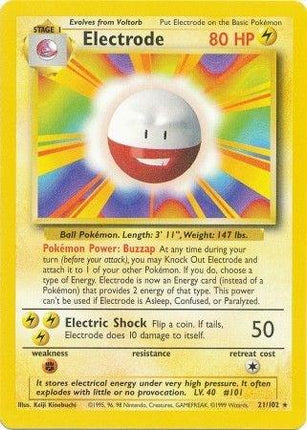 Electrode 21/102 Rare Base Set Unlimited Pokemon Card