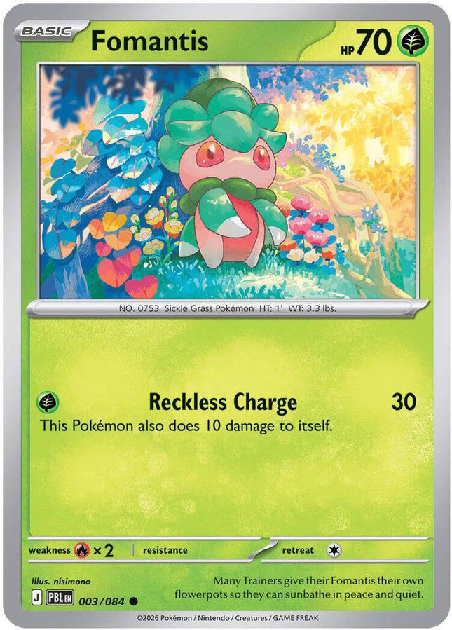 Fomantis 003/084 Reverse Holo Pitch Black Pokemon Card