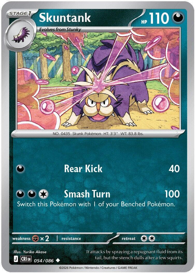 Skuntank 054/086 Reverse Holo Chaos Rising Pokemon Card