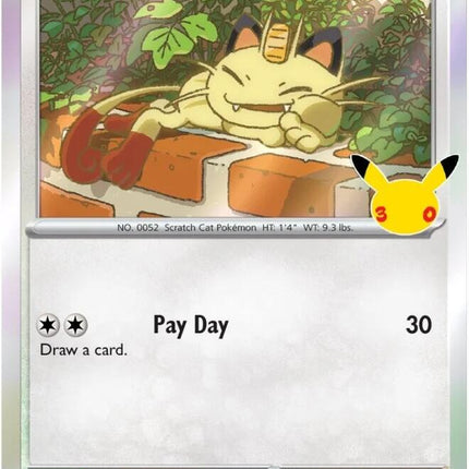 Meowth 113/128 Anniversary Holo 30th Celebration Pokemon Card