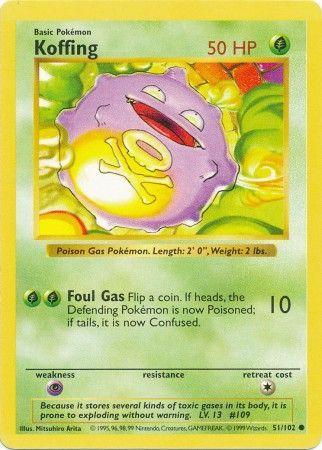 Koffing 51/102 Common Base Set Shadowless Pokemon Card