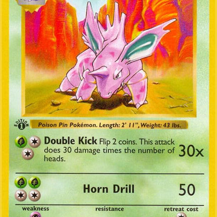 Nidorino 37/102 Uncommon Base Set 1st Edition Pokemon Card