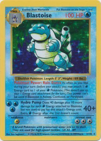 Blastoise 2/102 Holo Rare Base Set Shadowless Pokemon Card