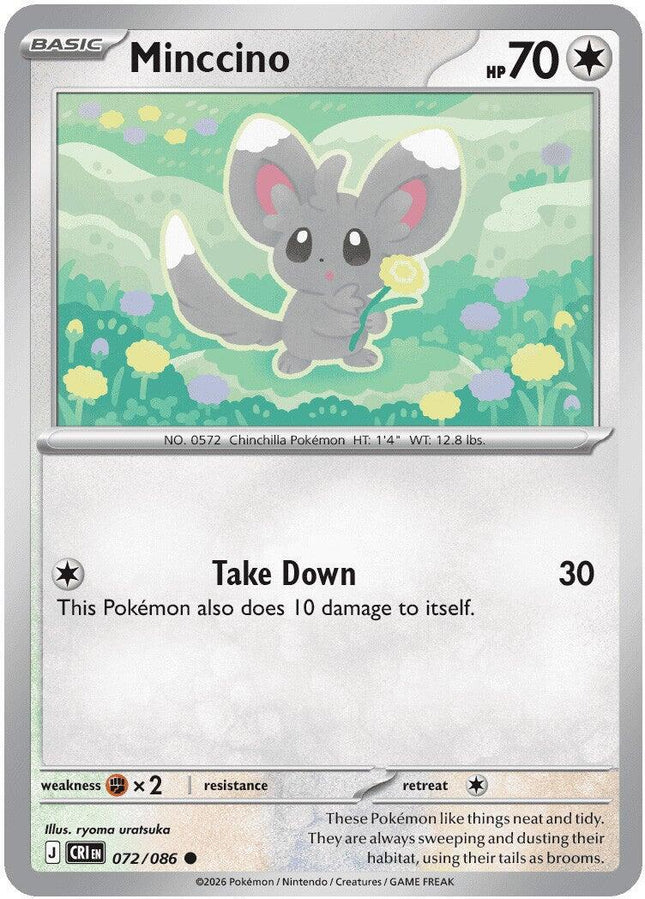 Minccino 072/086 Reverse Holo Chaos Rising Pokemon Card