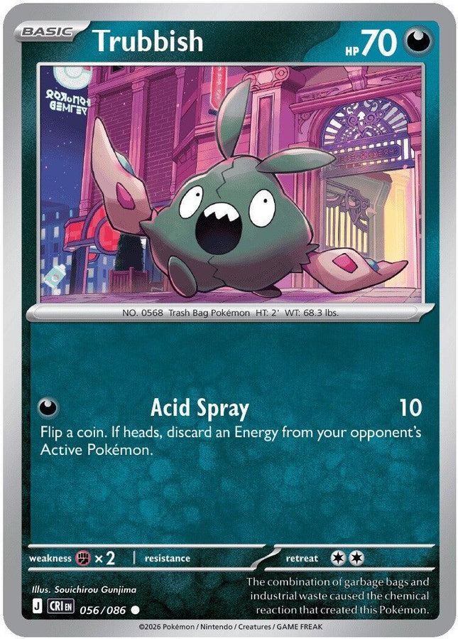 Trubbish 056/086 Reverse Holo Chaos Rising Pokemon Card