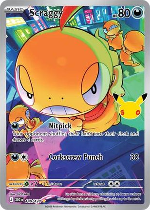 Scraggy 140/128 Illustration Rare 30th Celebration Pokemon Card