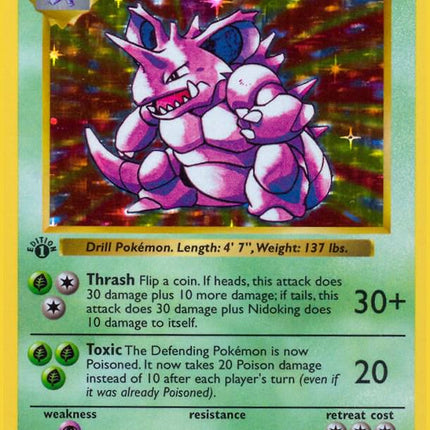 Nidoking 11/102 Holo Rare Base Set 1st Edition Pokemon Card