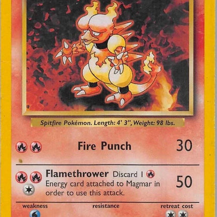 Magmar 36/102 Uncommon Base Set 4th Print 1999–2000 Pokemon Card