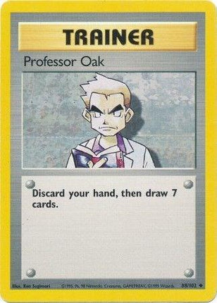 Professor Oak 88/102 Uncommon Base Set Unlimited Pokemon Card