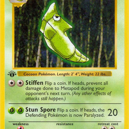 Metapod 54/102 Common Base Set 1st Edition Pokemon Card