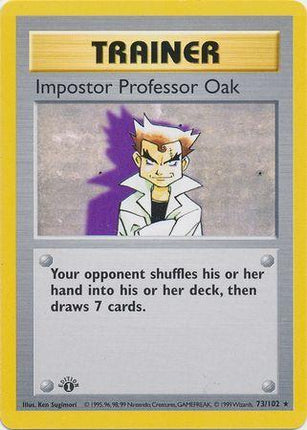 Impostor Professor Oak 73/102 Rare Base Set 1st Edition Pokemon Card