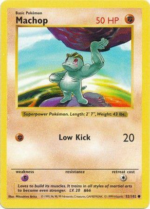 Machop 52/102 Common Base Set Shadowless Pokemon Card