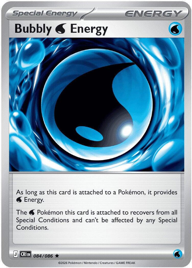 Bubbly Water Energy 084/086 Reverse Holo Chaos Rising Pokemon Card