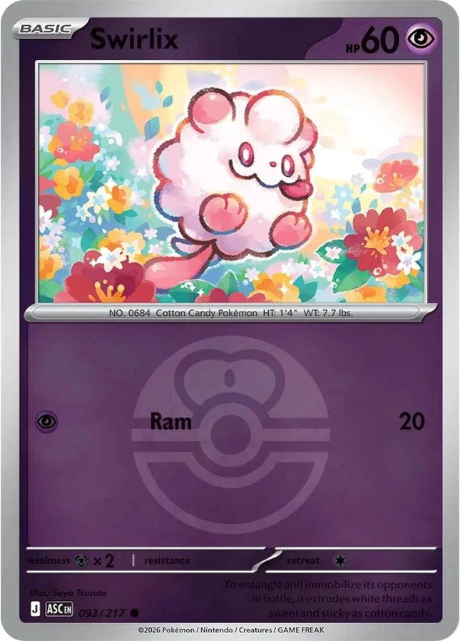 Swirlix 093/217 Love Ball Reverse Holo Ascended Heroes Pokemon Card