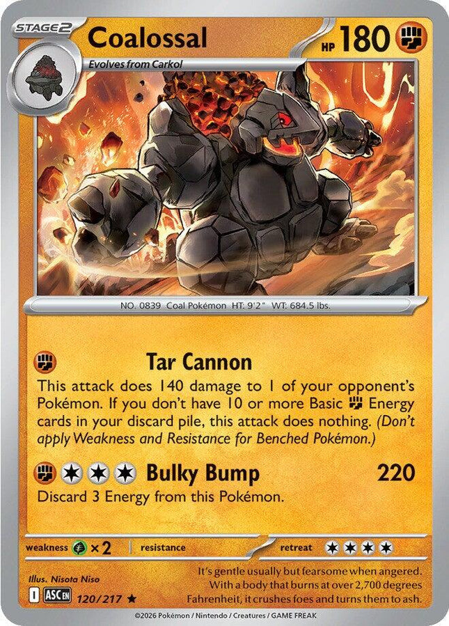 Coalossal 120/217 Dusk Ball Reverse Holo Ascended Heroes Pokemon Card