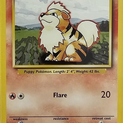 Growlithe 28/102 Uncommon Base Set 4th Print 1999–2000 Pokemon Card