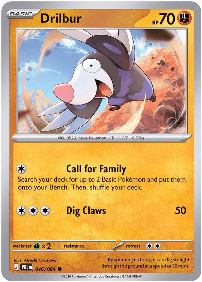 Drilbur 046/084 Reverse Holo Pitch Black Pokemon Card