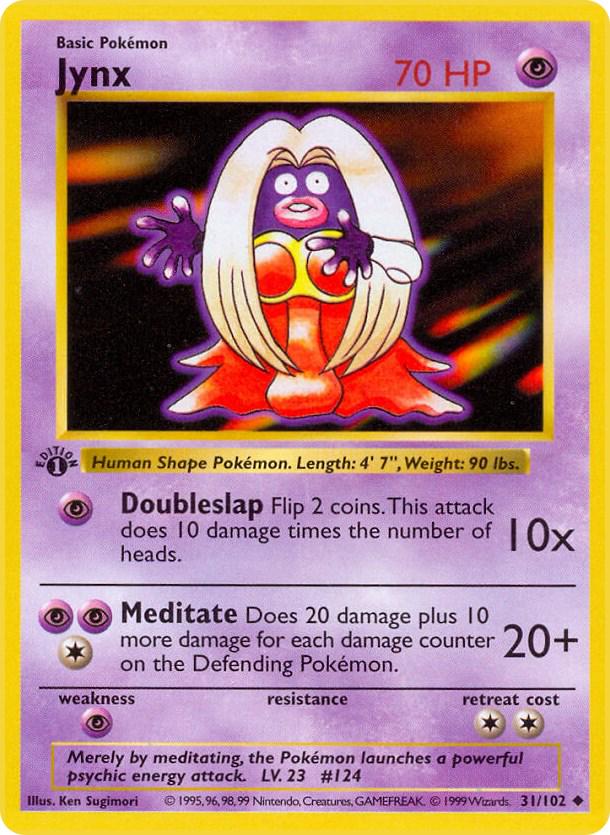 Jynx 31/102 Uncommon Base Set 1st Edition Pokemon Card
