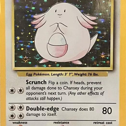 Chansey 3/102 Holo Rare Base Set 4th Print 1999–2000 Pokemon Card