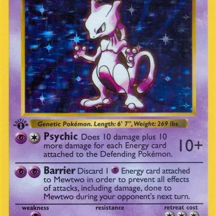 Mewtwo 10/102 Holo Rare Base Set 1st Edition Pokemon Card