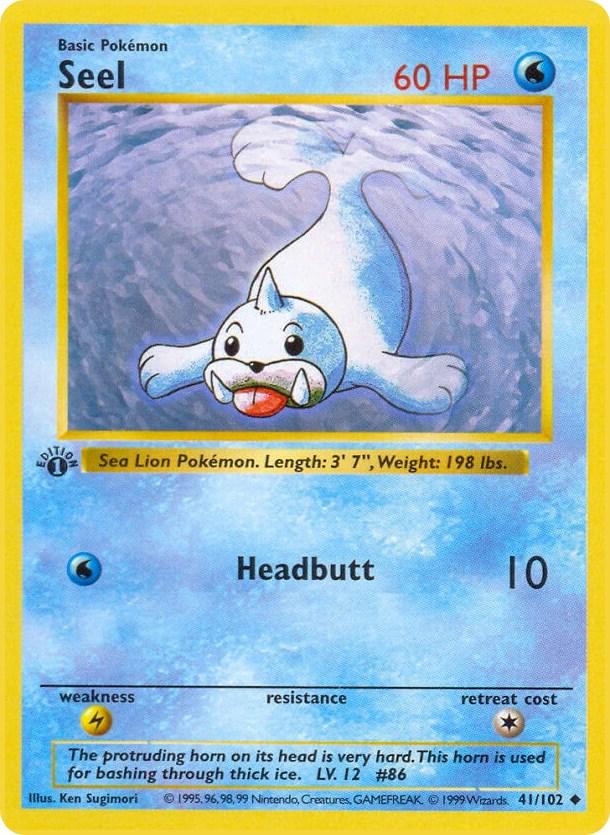 Seel 41/102 Uncommon Base Set 1st Edition Pokemon Card