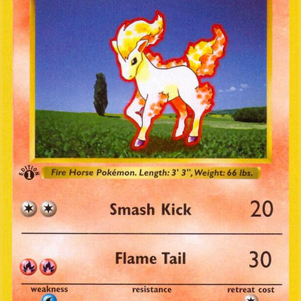 Ponyta 60/102 Common Base Set 1st Edition Pokemon Card