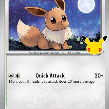 Eevee 118/128 Anniversary Holo 30th Celebration Pokemon Card