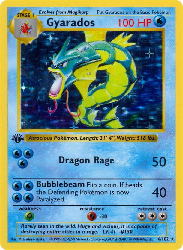 Gyarados 6/102 Holo Rare Base Set 1st Edition Pokemon Card