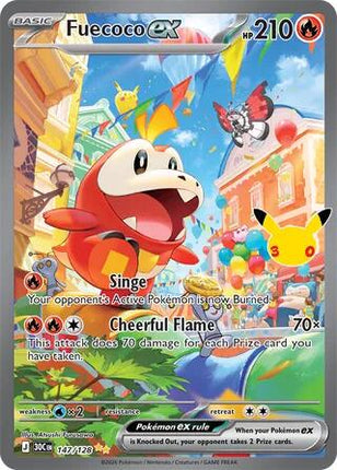 Fuecoco ex 147/128 Special Illustration Rare 30th Celebration Pokemon Card