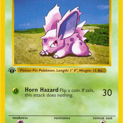 Nidoran♂ 55/102 Common Base Set 1st Edition Pokemon Card