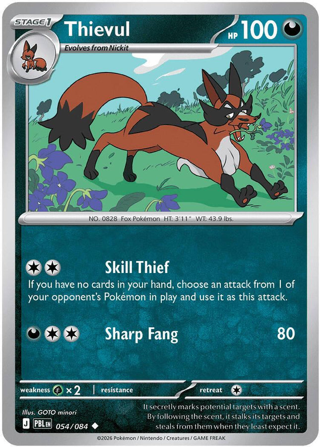 Thievul 054/084 Reverse Holo Pitch Black Pokemon Card