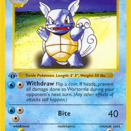 Wartortle 42/102 Uncommon Base Set 1st Edition Pokemon Card
