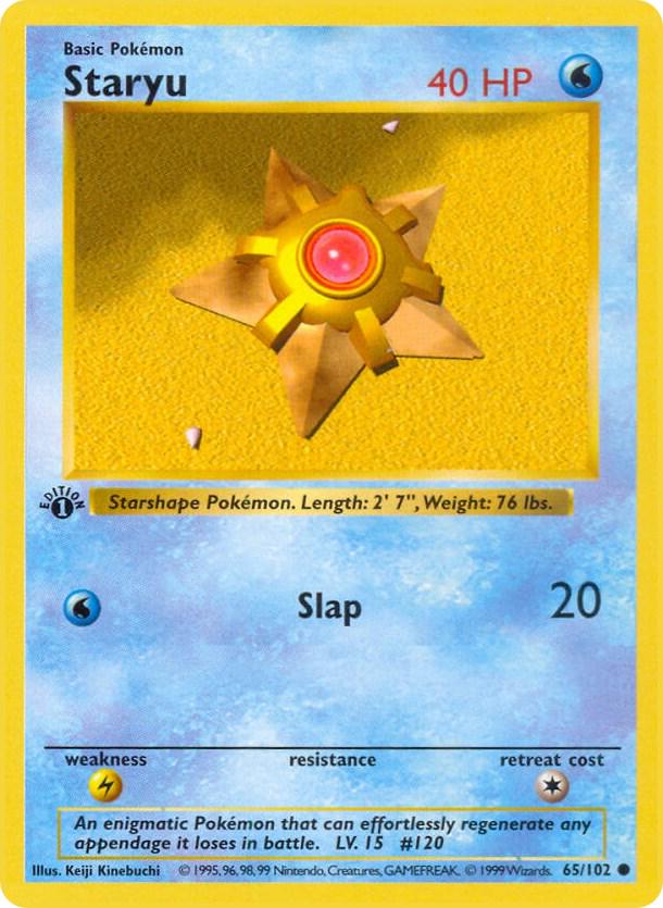 Staryu 65/102 Common Base Set 1st Edition Pokemon Card
