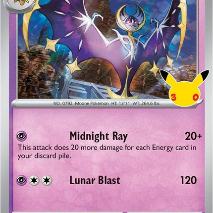 Lunala 080/128 Anniversary Holo 30th Celebration Pokemon Card