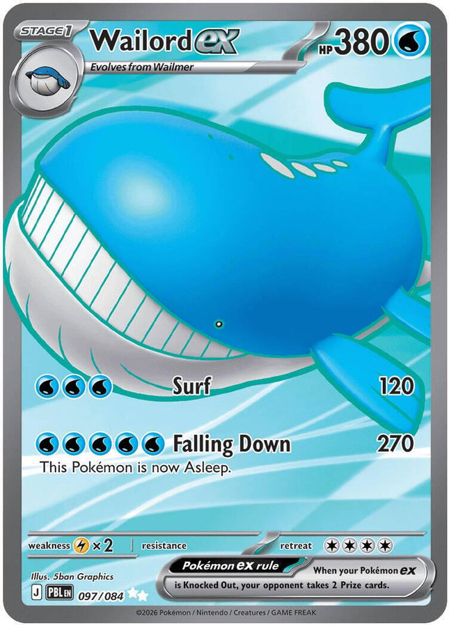 Wailord ex 097/084 Ultra Rare Pitch Black Pokemon Card