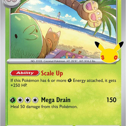 Alolan Exeggutor 002/128 Anniversary Holo 30th Celebration Pokemon Card