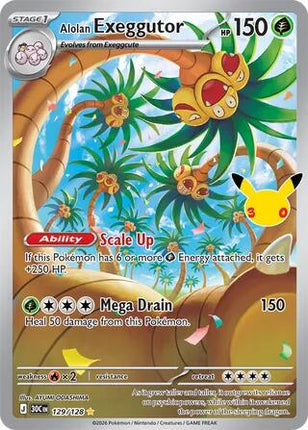 Alolan Exeggutor 129/128 Illustration Rare 30th Celebration Pokemon Card