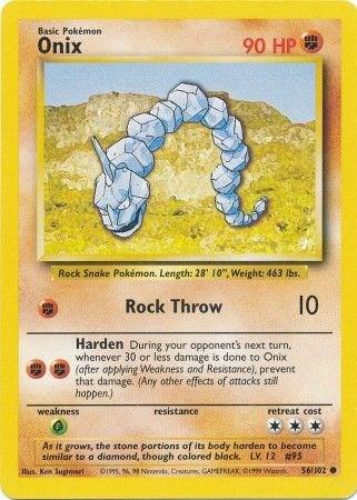 Onix 56/102 Common Base Set Unlimited Pokemon Card