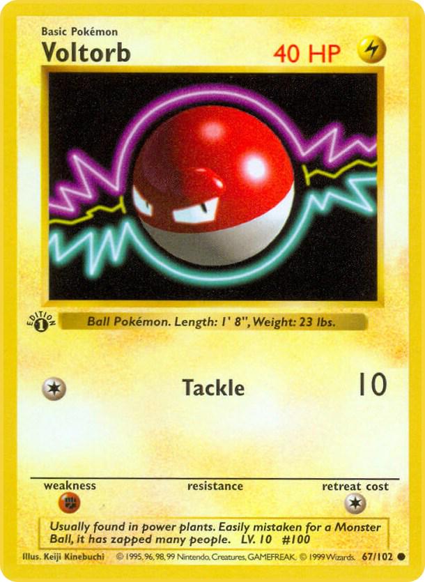 Voltorb 67/102 Common Base Set 1st Edition Pokemon Card