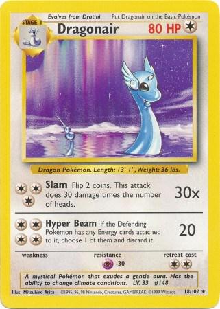 Dragonair 18/102 Rare Base Set Unlimited Pokemon Card