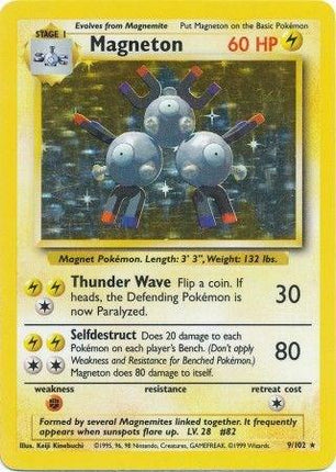 Magneton 9/102 Holo Rare Base Set Unlimited Pokemon Card