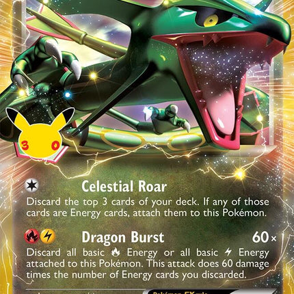 Rayquaza-EX 85/124 30th Anniversary Classic Collection Holo 30th Celebration Pokemon Card