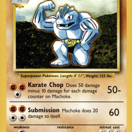 Machoke 34/102 Uncommon Base Set 4th Print 1999–2000 Pokemon Card