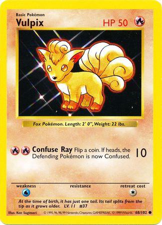 Vulpix 68/102 Common Base Set Shadowless Pokemon Card