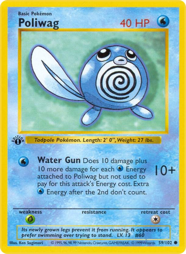 Poliwag 59/102 Common Base Set 1st Edition Pokemon Card