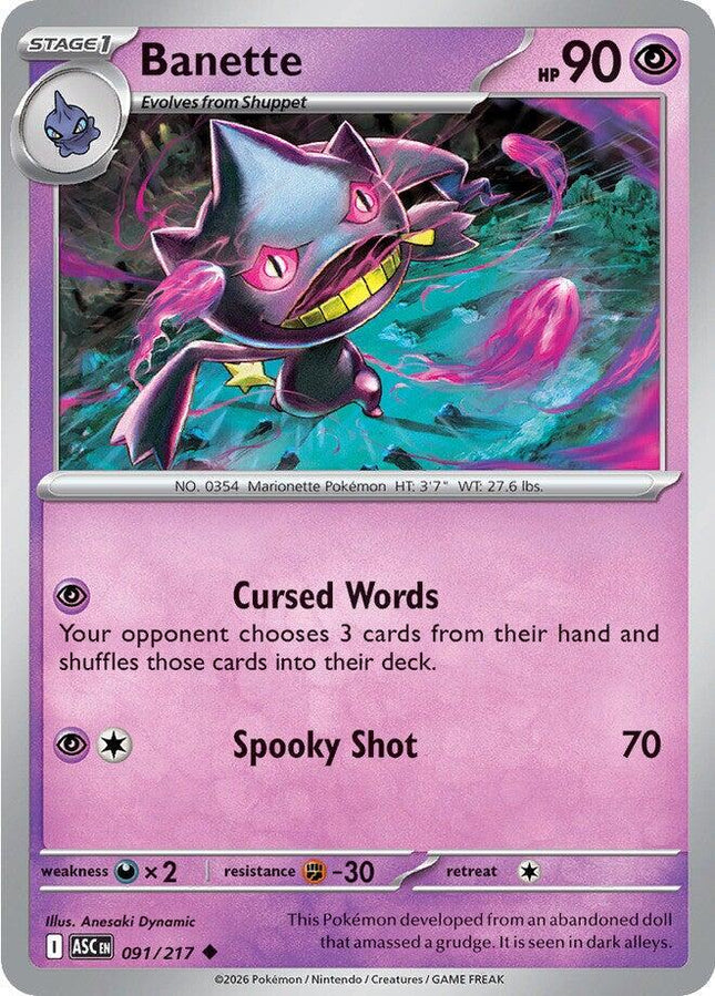 Banette 091/217 Non-Holo Ascended Heroes Pokemon Card